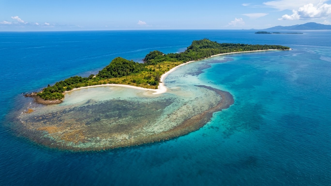 Aerial reef and island view
